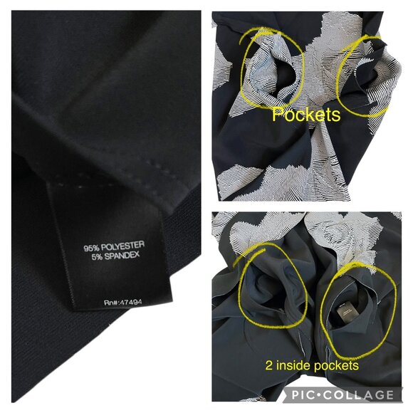 Norma Kamali Black White Rose Print Drape Open Front Kimono Coat Jacket Small - Picture 9 of 9